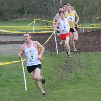 Early in the Senior Men's race, Pepper then 2nd.